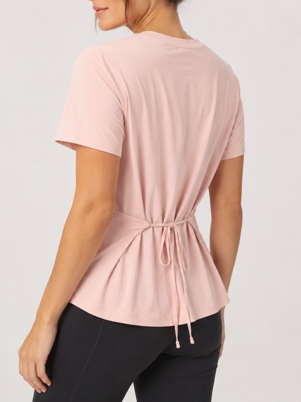 lululemon All Yours Tie Back Tee Size 8 Light Pink Pima Cotton - Picture 2 of 10